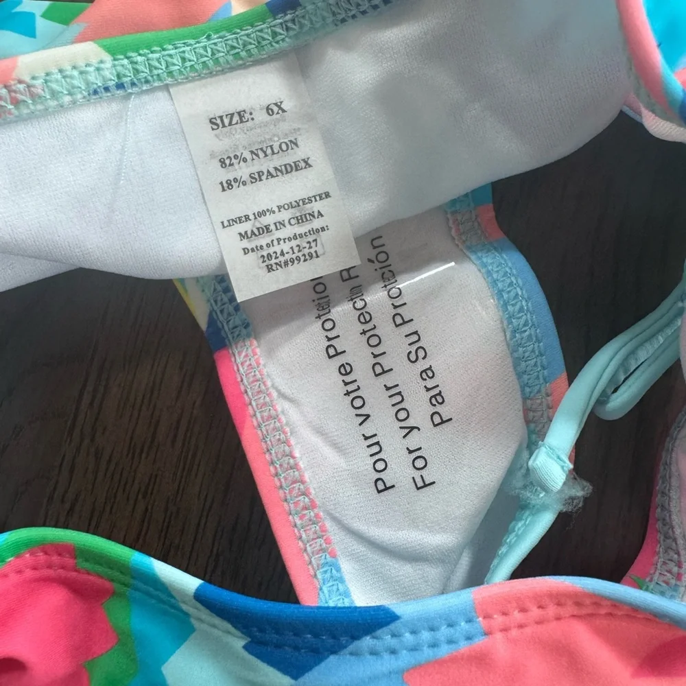 BRAND NEW 6X Kanu Floral Kids Swim Set - Blue and Pink